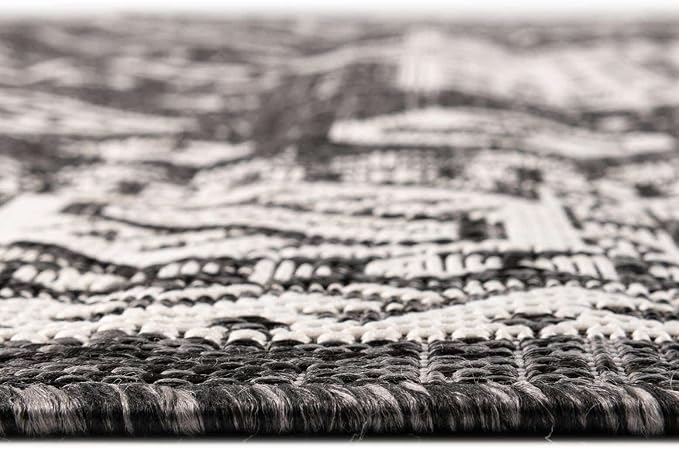 Unique Loom Outdoor Aztec Collection Area Rug - Chalca (10' x 14' 1" Rectangle, Charcoal Gray/ Ivory)