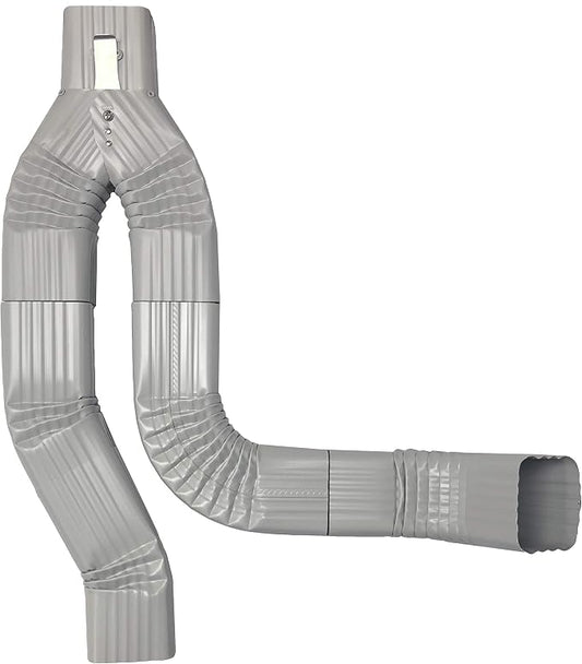 Aluminum 3x4 Offset Downspout Diverter for Rain Barrels | Made in The U.S.A. | Includes Screws & Instructions (Pearl Gray)