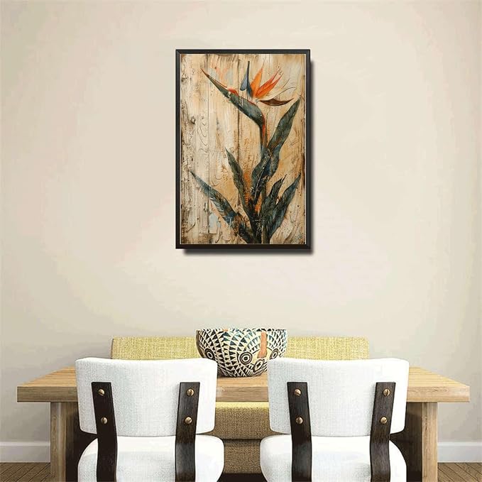 Metal Sign Tin Sign Vintage Shabby Chic Bird of Paradise Tin Sign for Distressed Wood Art Vintage Aesthetics and Easy Mounting Boho Bedroom Decorations for Room 6×8 Inches with Metal Frame