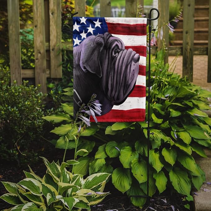 Caroline's Treasures CK6625GF Neapolitan Mastiff Dog American Flag Garden Flag Mailbox Flag Decorative Yard Flag Banner Outside Patio Artwork Yard Flower Beds, Garden Size, Multicolor