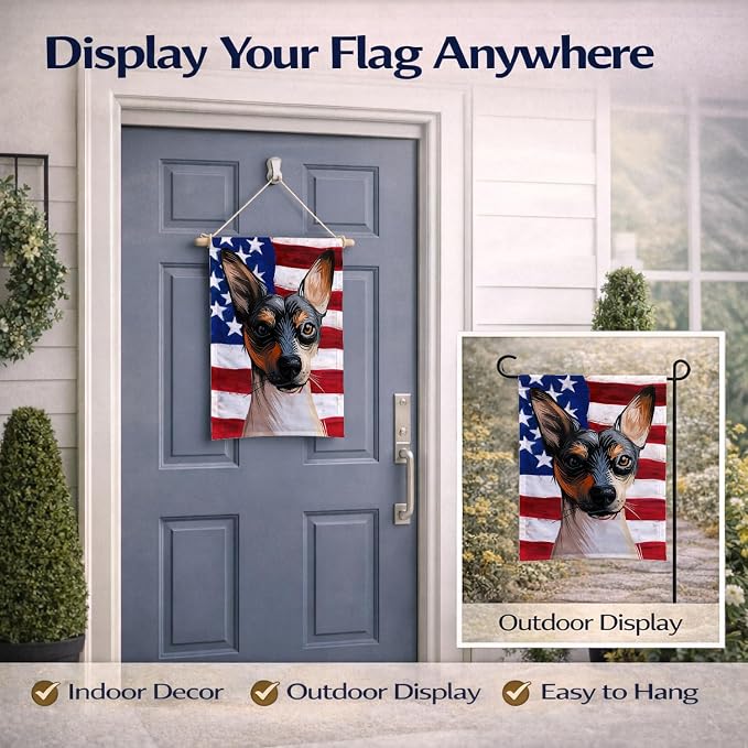 Caroline's Treasures CK6674GF Ratonero Valenciano Dog American Flag Garden Flag Mailbox Flag Decorative Yard Flag Banner Outside Patio Artwork Yard Flower Beds, Garden Size, Multicolor