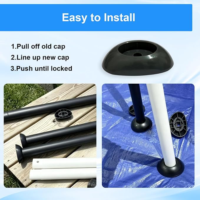 Above-Ground Pool Leg Cap for Bestway 16/18Ft x48In Steel Pro MAX & Power | Frame Pools Grey Durable ABS Protects Liner & Stabilizes Legs, 2PCS