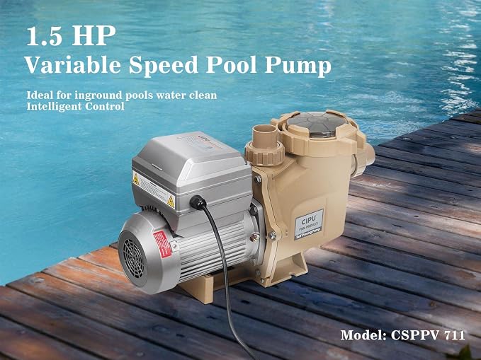 CIPU 1.5HP Variable Speed Pool Pump, 230V Self-Priming Pool Pump with Programmable Speed Control, 6420 GPH High Flow Replacement Pump for Inground Pool Filter Systems