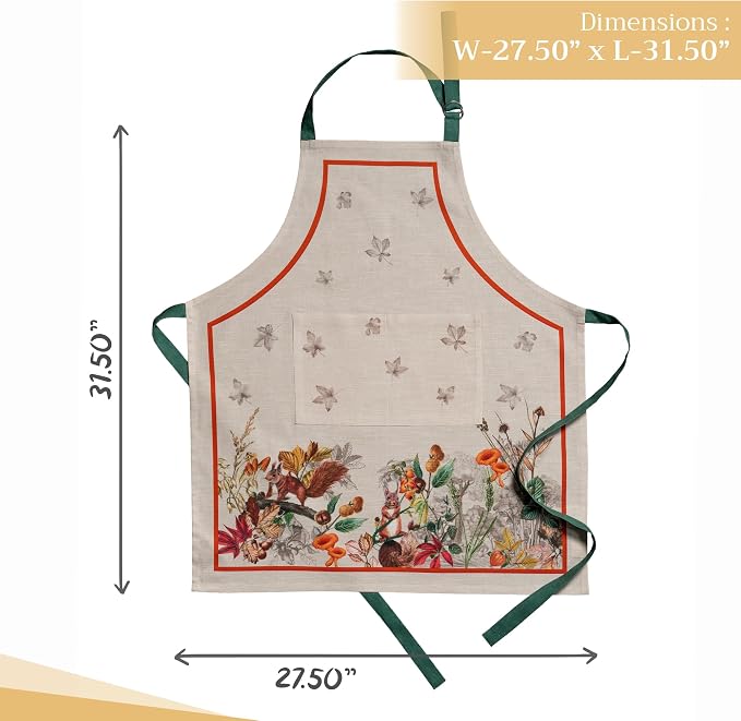 Maison d' Hermine Aprons for women with Pocket 100% Cotton (27.50"x31.50") | Adjustable Neck Strap & long ties Apron Men Chef Wedding Cooking Gardening Server Maid