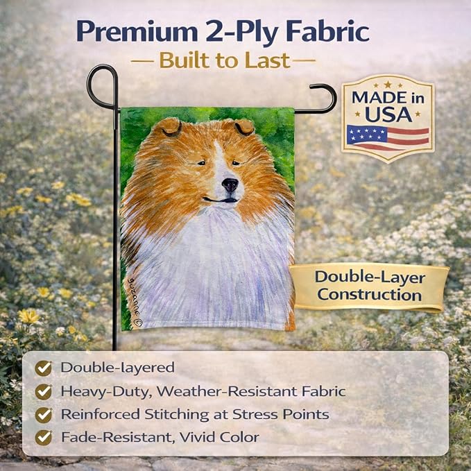 Caroline's Treasures SS1003GF Sheltie Garden Flag Mailbox Flag Decorative Yard Flag Banner Outside Patio Artwork Yard Flower Beds, Garden Size, Multicolor