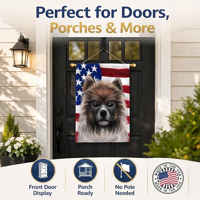 Caroline's Treasures CK6510CHF Elo Dog American Flag House Flag Large Porch Sleeve Pole Decorative Outside Yard Banner Artwork Wall Hanging, Polyester, House Size, Multicolor