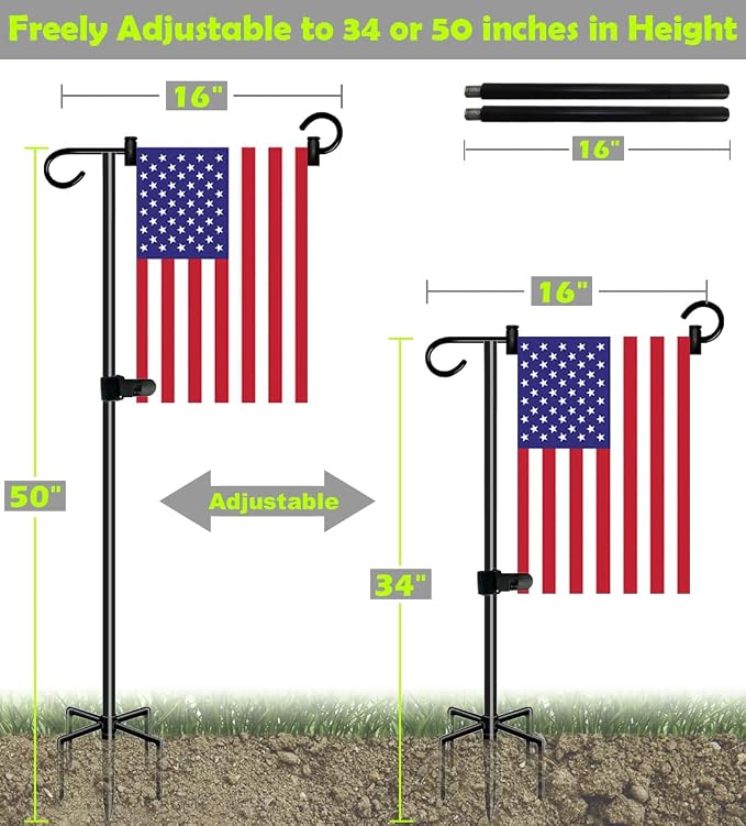 50-inch Outdoor Garden Flag Stand, Extra Tall Yard Flag Holder for Outside 12x18 Home Patio Decor, 1-Pack