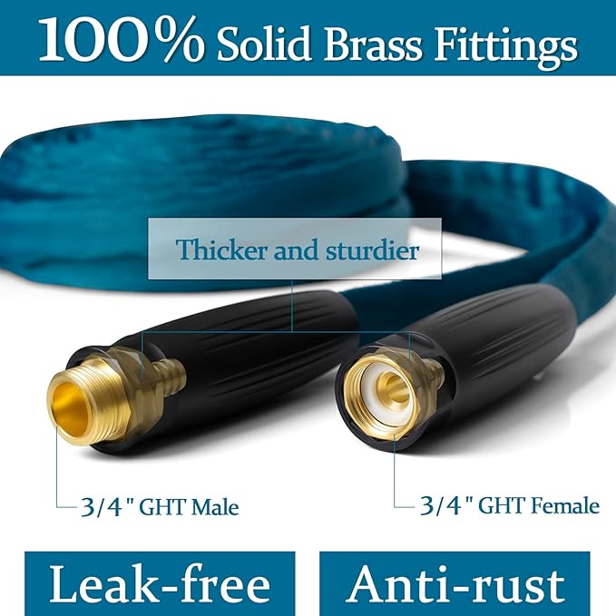 Garden Hose 25 ft, Made of TPE (BetterThan PVC/Hybrid Polymer), Lightweight yet Durable Water Hose with Ergonomic Grip, Drinking Water Safe Material, All-Weather, 3/4" GHT Fittings