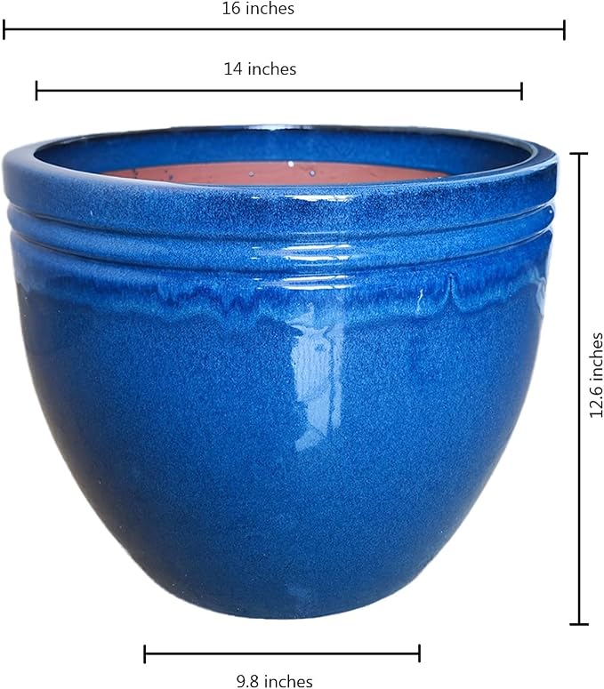 Large Flower Pots for Plants Outdoor & Indoor, Extra Large Ceramic Planters with Drainage Hole, 15.7 Inch