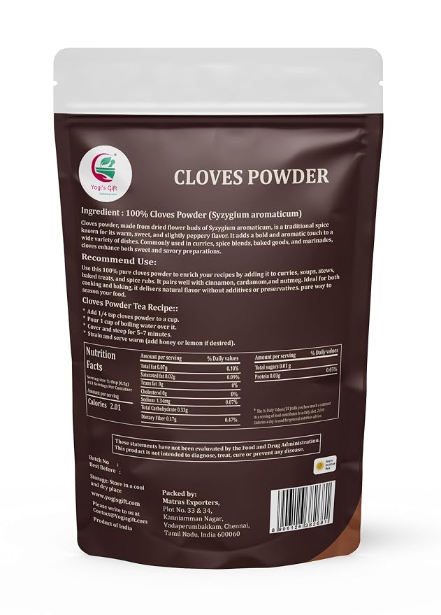 Clove Powder 1 LB – Ground Cloves Spice for Cooking, Baking & Tea – 100% Pure and Natural Cloves Powder – Finely Ground Clove for Rich Aroma & Flavor – By Yogi’s Gift®