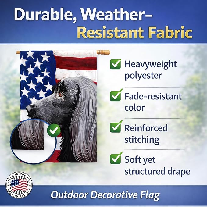 Caroline's Treasures CK6623CHF Large Munsterlander Dog American Flag House Flag Large Porch Sleeve Pole Decorative Outside Yard Banner Artwork Wall Hanging, Polyester, House Size, Multicolor