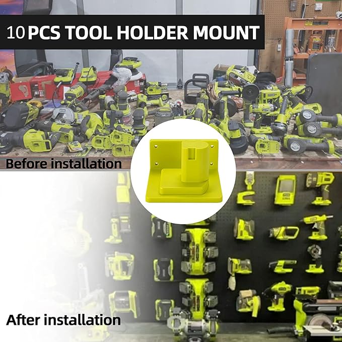 10 Pack Tool Holder Compatible with Ryobi 18V Power Tool Wall Mount Portable Holder Mount Hanger Storage Organizer with Screws Easy Installation for Workshop Garage