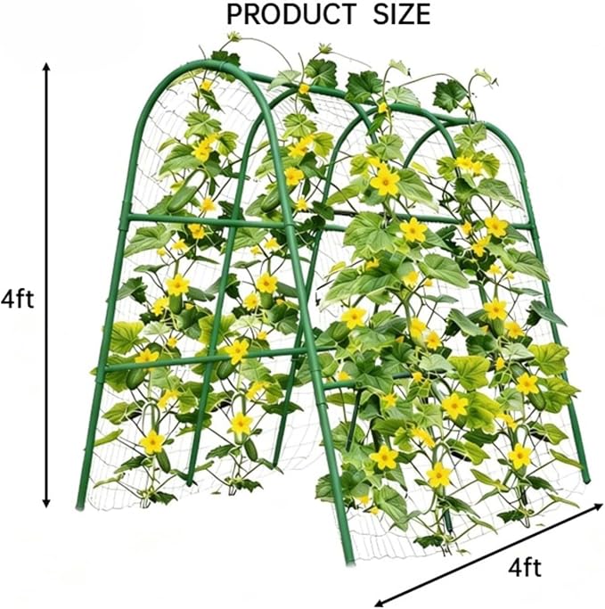 4x4FT Garden Arch Trellis for Raised Beds, Heavy Duty Metal u-Shaped Plant Support for Climbing Vegetables, Fruits & Vines, Outdoor Rust-Resistant Vertical Growing Trellis, Green