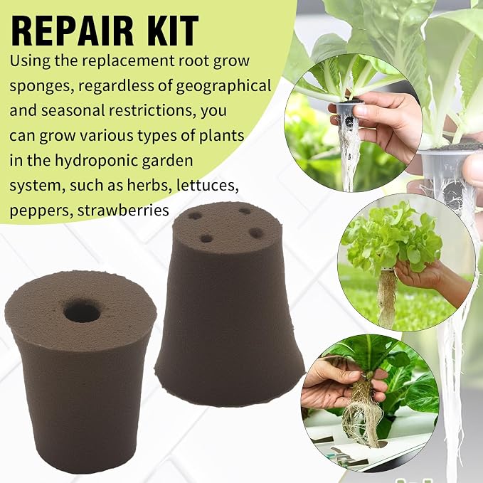 60Pack Grow Sponges, Seed Starter Plugs for Seeds and Cuttings, Suitable for Hydroponic Systems and Soil Cultivation for Indoor and Outdoor Plant Rooting Herbs Vegetables Cultivation Planting Sponges