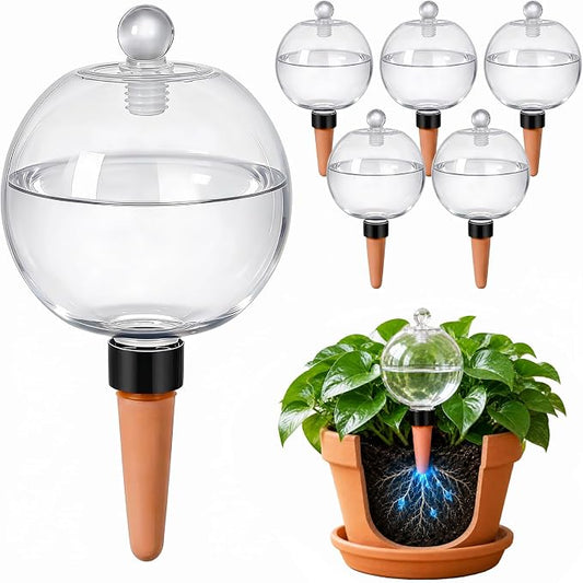 6 Pack 26 oz Extra Large Plant Self Watering Globes with Caps, Slow Release Watering Bulbs for Indoor/Outdoor Plants, Up to 3 Weeks Watering, Durable for Vacation, Gift for Plant Lovers