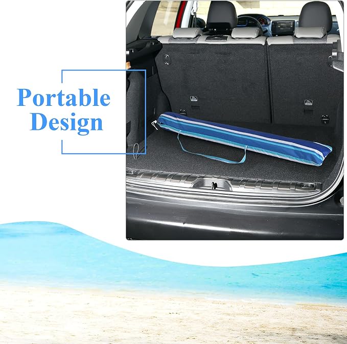 Tangkula 8FT Navy Blue Beach Umbrella, Portable with Sand Anchor, Fade Resistant Canopy, Sturdy Fiberglass Ribs, Outdoor Sunshade Umbrella