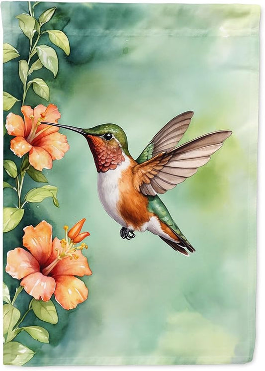Caroline's Treasures Rufous Hummingbird House Flag Large Porch Sleeve Pole Decorative Outside Yard Banner Artwork Wall Hanging, Polyester, House Size, Multicolor