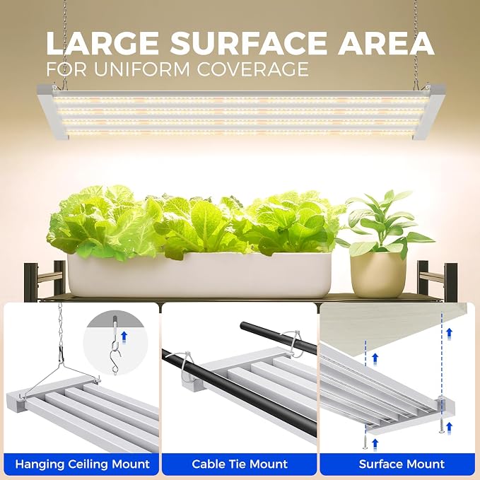 Barrina TX-L63 3FT LED Grow Light, 63W, 4 Panels Wider Coverage, Full Spectrum with 730nm IR LEDs, High PPFD, Linkable, Hanging Plant Lights for Indoor Greenhouse, Vegetable, Seeding, Flowers, 1 Pack