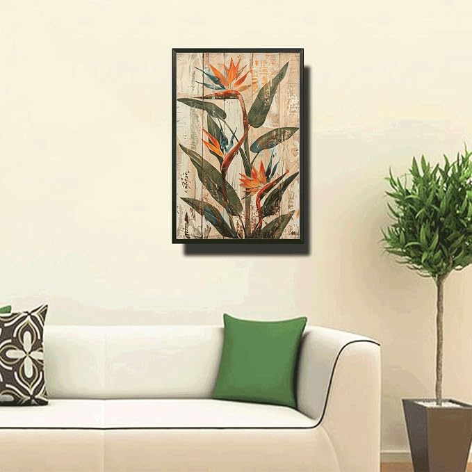 Metal Sign Tin Sign Vintage Wall Art Rustic Charm Bird of Paradise Tin Sign for Vintage Wall Decor Easy Installation and Weather Resis Tin Sign Garden Gift for Pub 8×12 Inches with Metal Frame
