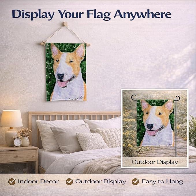Caroline's Treasures SS8873GF Bull Terrier Garden Flag Mailbox Flag Decorative Yard Flag Banner Outside Patio Artwork Yard Flower Beds, Garden Size, Multicolor