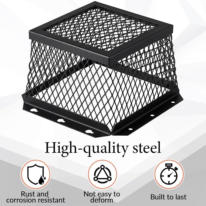 Pasimy 1 Pcs 7" L x 7" W x 5" H Black Stainless Steel Vent Guard, Outside Dryer Vent Cover, Bird & Rodent Proof Exhaust Guard Hood Cover for Bathroom Kitchen Outdoor