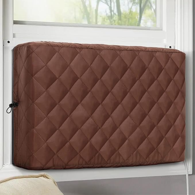 KylinLucky Indoor AC Cover for Window Unit 25 x 17 x 3.5 inches | Inside Air Conditioner Cover, Dust Protection, Brown