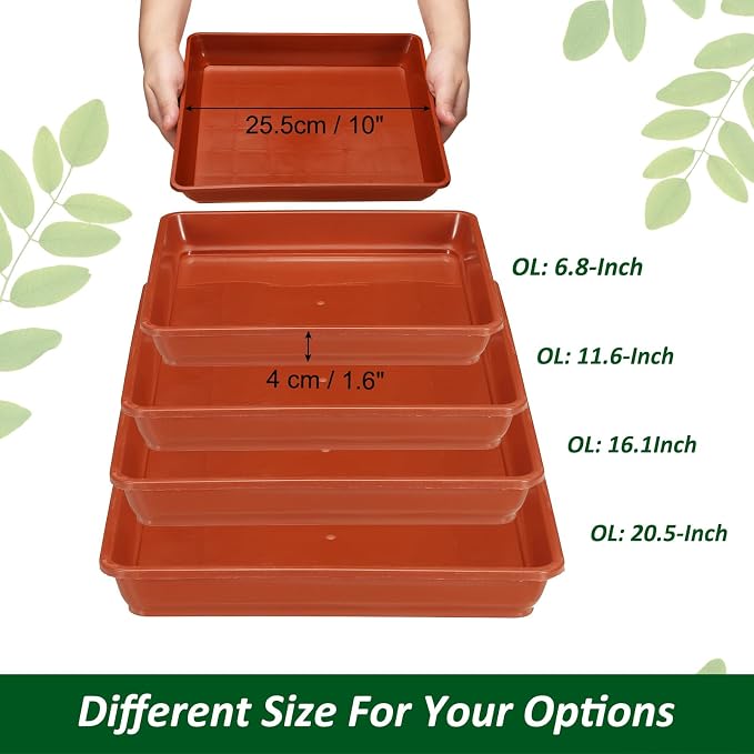 PATIKIL Plant Saucer Tray, 10 Pack 12 Inch Plastic Square Plant Saucer Flower Planter Drip Tray for Indoors Outdoors Patio Balcony, Red