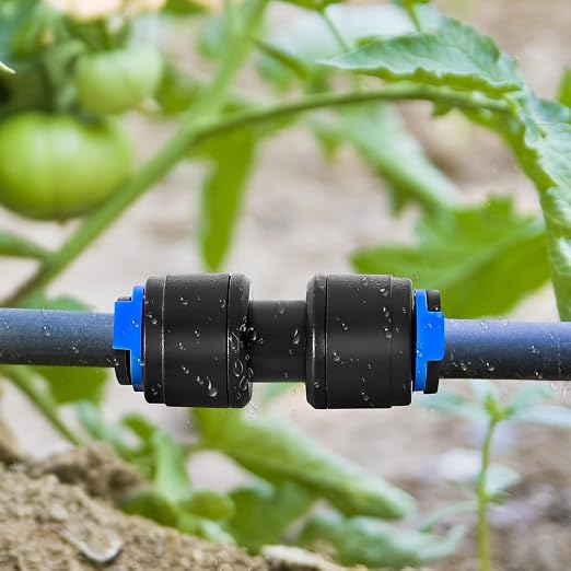 20 Pack 1/4" Drip Universal Straights Fitting Connectors,Quick Connect Universal Drip Irrigation Tubing Coupling Valve,Connector Locking Fitting for Sprinkler or System Parts & Connectors