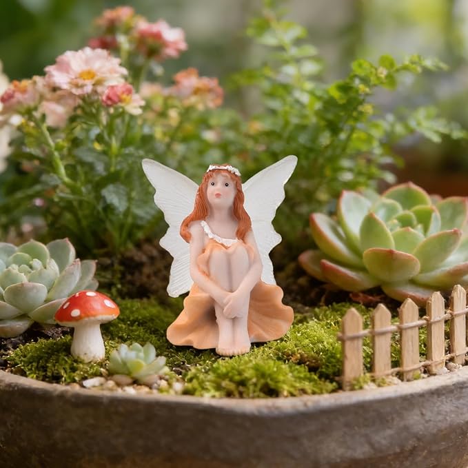 4 PCS Fairy Garden Decor Fairies, Glow in The Dark Yard Sculpture Lawn Ornament Mini Garden Art Outdoor Decor Accessories (4 Glow Fairy)