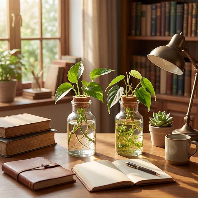 12 Pack Glass Plant Propagation Stations, Hydroponic Vases Tabletop Plant Terrarium Jar for Indoor Flower Arrangements Glass Planter Kitchen Office Decoration Gifts(Cylindrical)