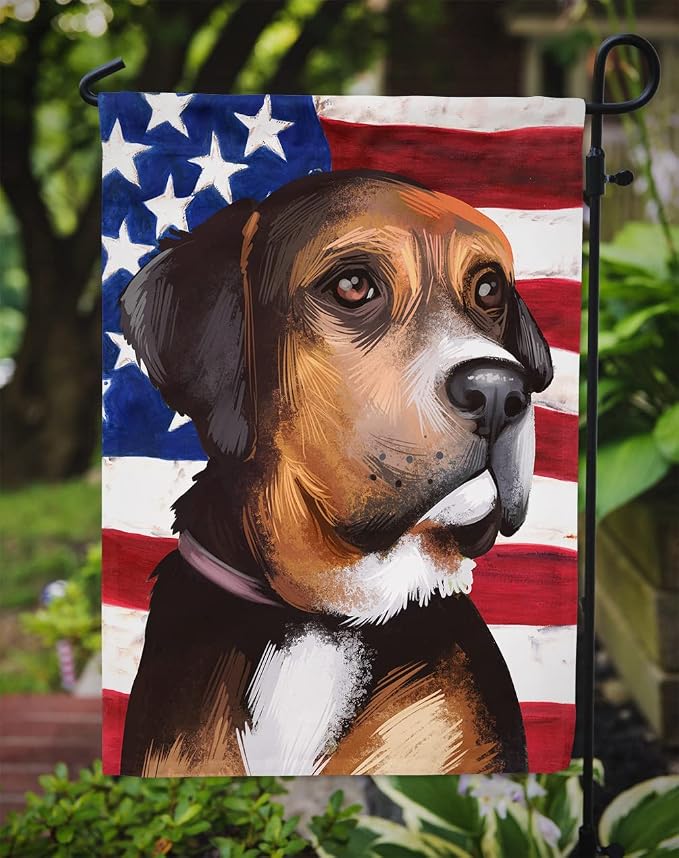 Caroline's Treasures CK6414GF Austrian Black and Tan Hound American Flag Garden Flag Mailbox Flag Decorative Yard Flag Banner Outside Patio Artwork Yard Flower Beds, Garden Size, Multicolor