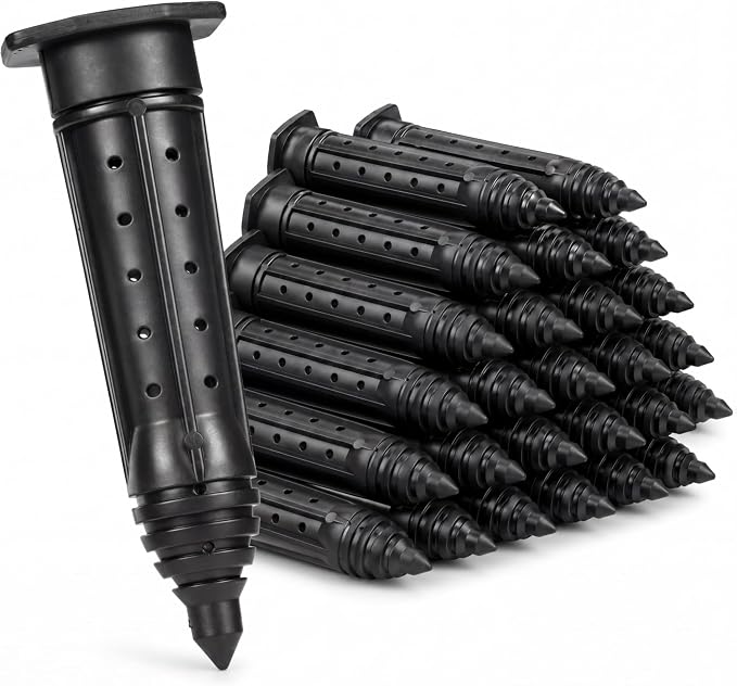 Junkin 18 Pack Tree Watering Stake Large UV Protected ABS Plastic Deep Root Irrigation Spike for Garden Shrubs Bushes Shrubs Flowers Fruits Vegetables Potted Plants (8 Inch)
