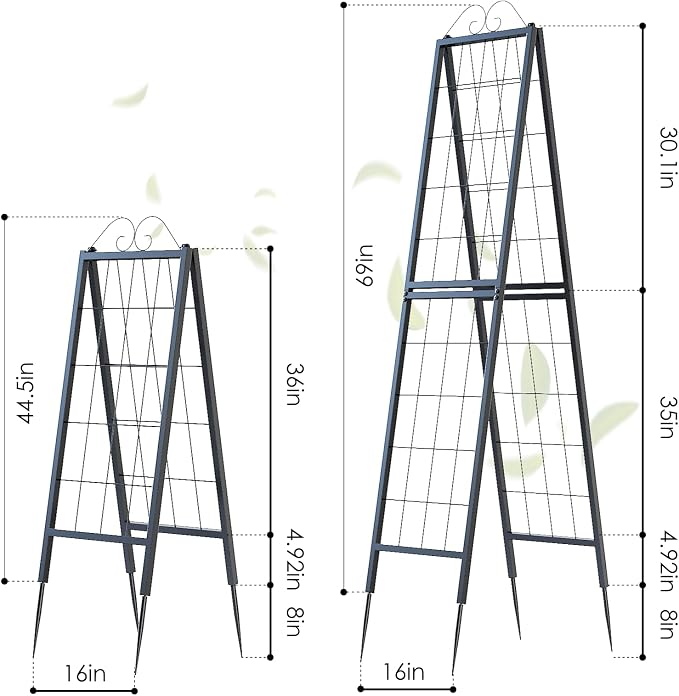 Zhongma Metal Garden Trellises Heavy Duty Plant Support Trellis(16"x 77"H A-Frame)