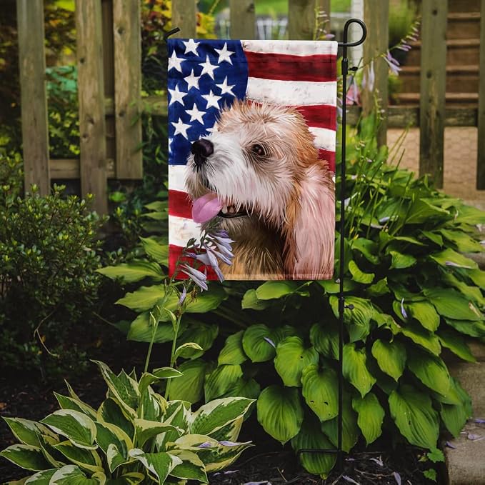 Caroline's Treasures CK6462GF Briquet Griffon Vendeen American Flag Garden Flag Mailbox Flag Decorative Yard Flag Banner Outside Patio Artwork Yard Flower Beds, Garden Size, Multicolor