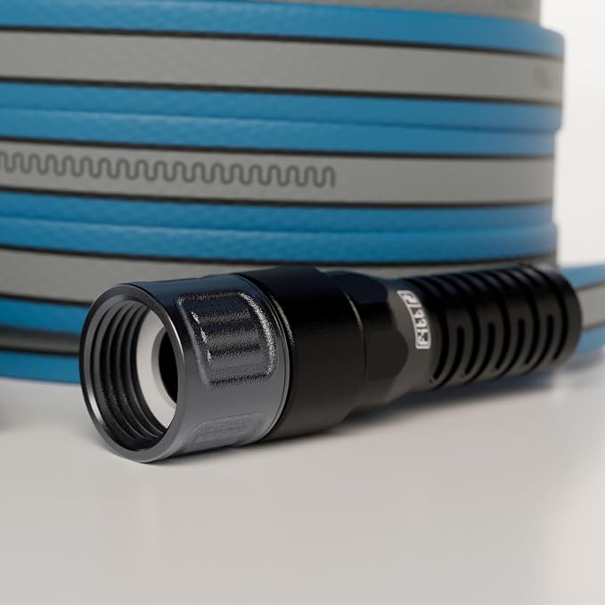 FITT HiFlo Water Hose 25ft, Multipurpose Flat Garden Hose, Easy to Use and Long-lasting Performance, Grey
