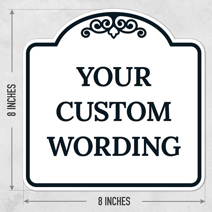 Custom Decorative Sign, Personalized Metal Sign for Business, Driveway, Home, Airbnb, Office Door Plaque,Black Border, 8x8 Inches, ACM, Fade Resistant, Made in USA