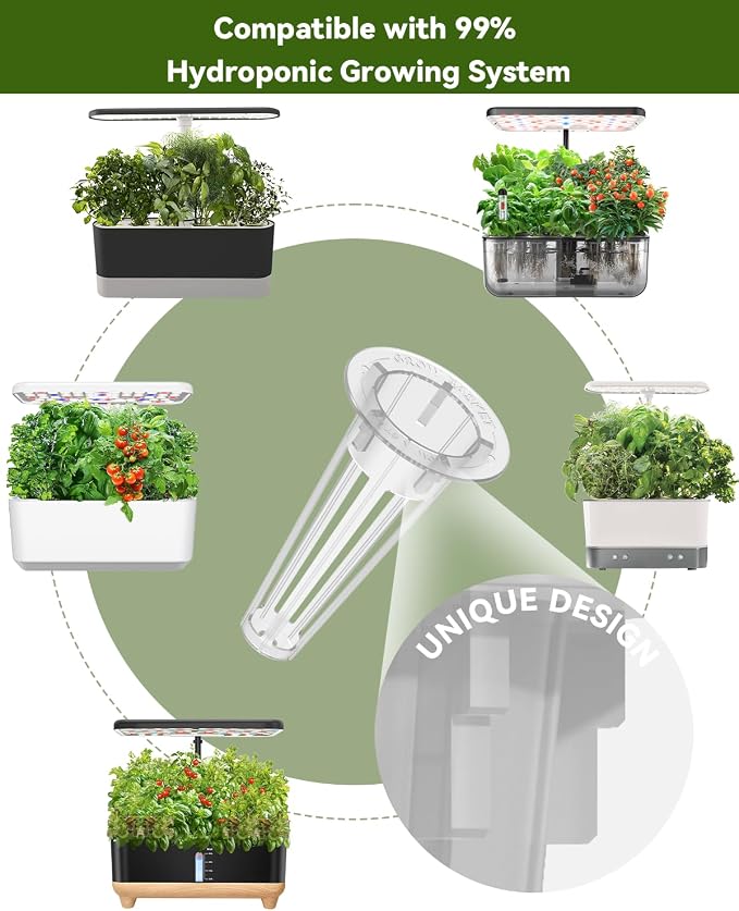 Hydroponics Seed Pod with Genovese Basil & Purple Basil, 8 Pods Complete Kit with Sponge, Basket, Dome, Label, Compatible with AeroGarden, Ahopegarden, GARDENCUBE, iDoo & MUFGA Indoor Smart Gardens
