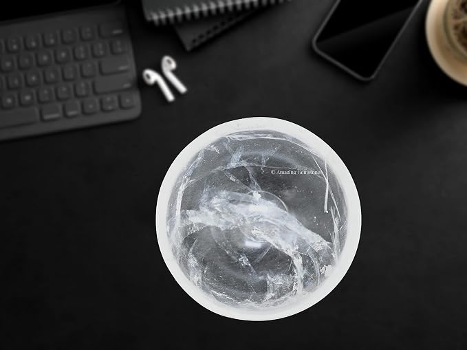 Clear Quartz Crystal Bowl - 2 Inch Decorative Bowls for Room and Home Decor - Gemstone Healing Crystals for Elegant Display, Positive Energy Balance and Gift