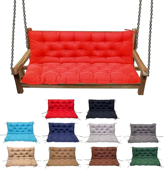 Swing Cushion Replacement Outdoor Porch Waterproof Bench Cushion 2-3 Seater Washable Bench Replacement Cushions for Outdoor Patio Porch Swing Cushions
