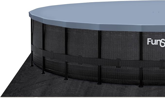 Funsicle 24' x 52" Oasis Swimming Pool Round Above Ground Outdoor Pool Set with Sand Filter Pump, Cover, and Maintenance Kit, Dark Chevron Rattan