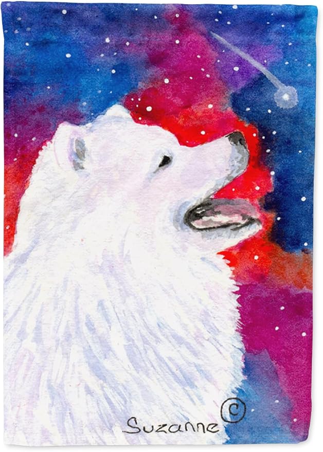 Caroline's Treasures SS8752GF Samoyed Garden Flag Mailbox Flag Decorative Yard Flag Banner Outside Patio Artwork Yard Flower Beds, Garden Size, Multicolor
