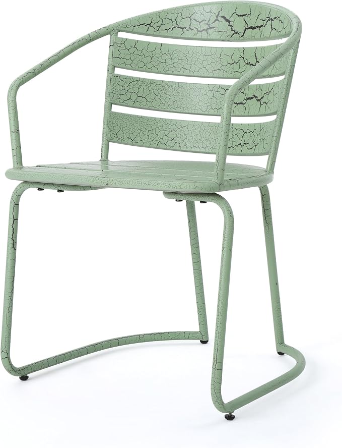 Christopher Knight Home Adley Outdoor Bistro Set, 3-Piece Bistro Table and Chair Set of 2, Patio Furniture Set with Iron Frame, Crackle Textures, Bistro Dining Set, Poolside/Garden Cafeteria, Green