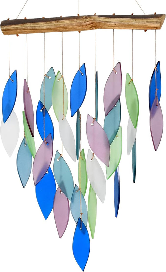 Blue Handworks Mountain Ridge Waterfall Glass Wind Chime | Handcrafted Waterfall Glass Wind Chime in Cobalt Blue, Powder Blue, Lavender, Sage Green and Frosted White
