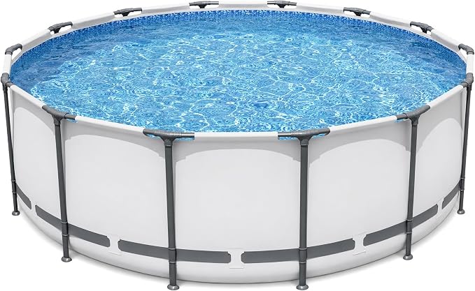 Above Ground Pool 14ft x 48in Steel Frame w/Pump Ladder Cover | 15x48ft, steel frame rust-proof, tool-free setup, 1000gal timer pump, ladder, cover, spare filter. 3-layer PVC liner.