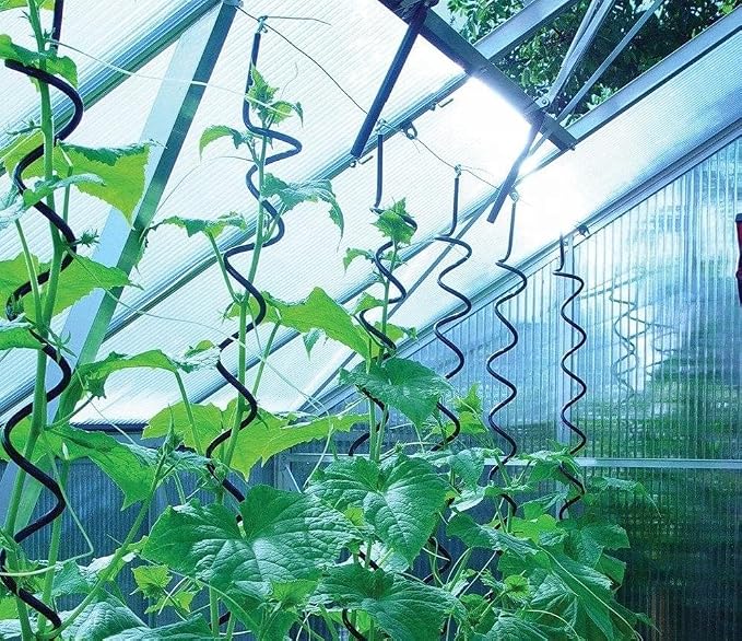 10 Pack Green 59 inch Height Dia 6mm Twisted Tomato Stakes Plant Supports Spiral Tomato Cages,Climbing Plant Stake Tower Plant Supports Twist Tomato Stakes