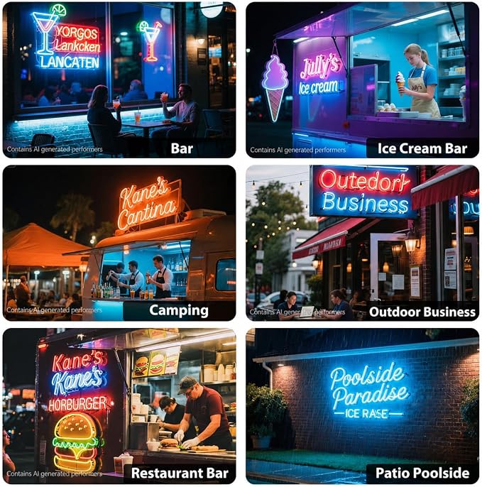 Large Custom Outdoor Waterproof Neon Sign for Patio, Outdoor Personalized Acrylic LED Neon Lights, IP67 Waterproof Customizable LED Lights for Backyard, Patio, Wedding, Pool, Business Wall Decor Good Vibes Friends Gifts