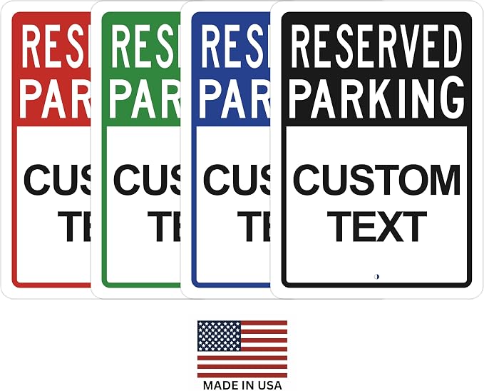 Custom Reserved Parking Sign – Personalized Vertical Aluminum Parking Sign for Business & Office – Outdoor UV Printed Metal, Rust-Free, Post Mount Holes, 18 x 12 inches