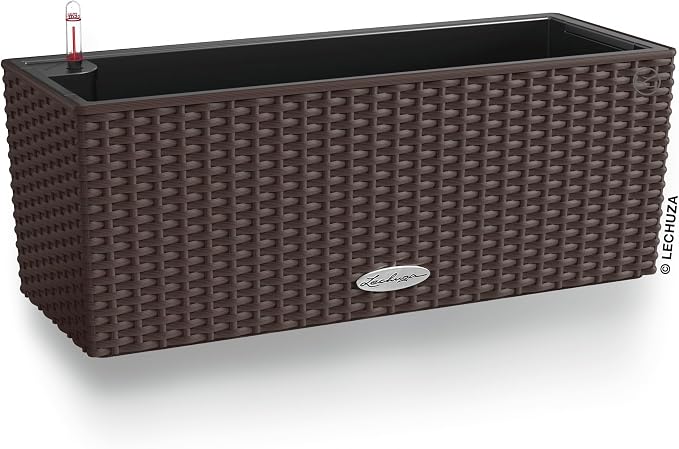 Lechuza BALCONERA Cottage 50 Mocha, Self-Watering Window Box (Railing Planter), H7.5 L19.7 W7.5 in