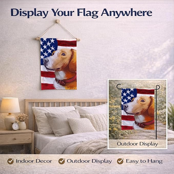 Caroline's Treasures CK6662GF Posavac Hound Dog American Flag Garden Flag Mailbox Flag Decorative Yard Flag Banner Outside Patio Artwork Yard Flower Beds, Garden Size, Multicolor