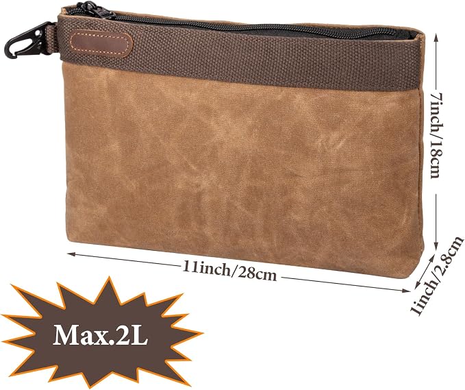 Waxed Canvas Tool Pouches 4 Pack – 11-Inch Heavy-Duty Zipper Tool Bags Set, Waterproof Utility Storage Pouches for Tools, Cables, Gear & Supplies – Rugged Tool Organizer Bags | Heavy Duty Zipper, Waterproof, Utility Organizer, Rugged Storage